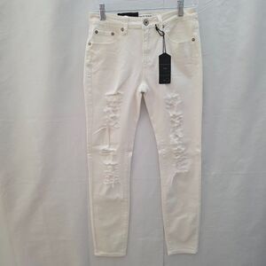 Umgee White Skinny Pants Jeans Size 29 Distressed Ripped Stretch Minimalist